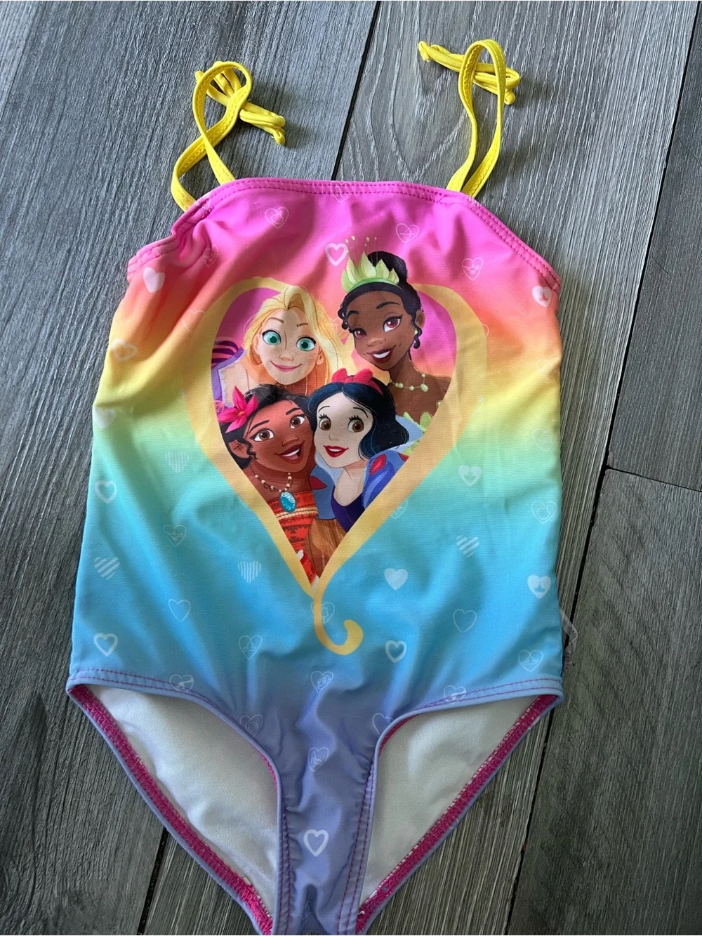 set 2 Disney Kids Rainbow Princess Swim one piecr- Pink, Purple, Green Floral
